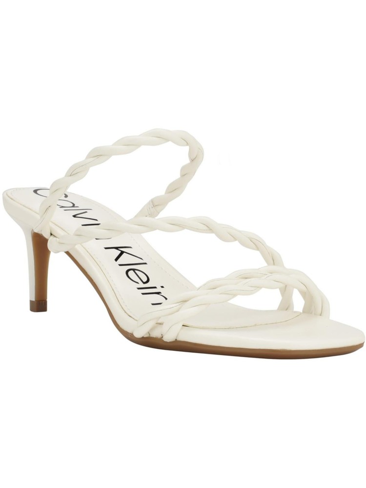 CALVIN KLEIN Womens White Twisted Straps Ileyia Open Slip On Heeled Sandal 10 M