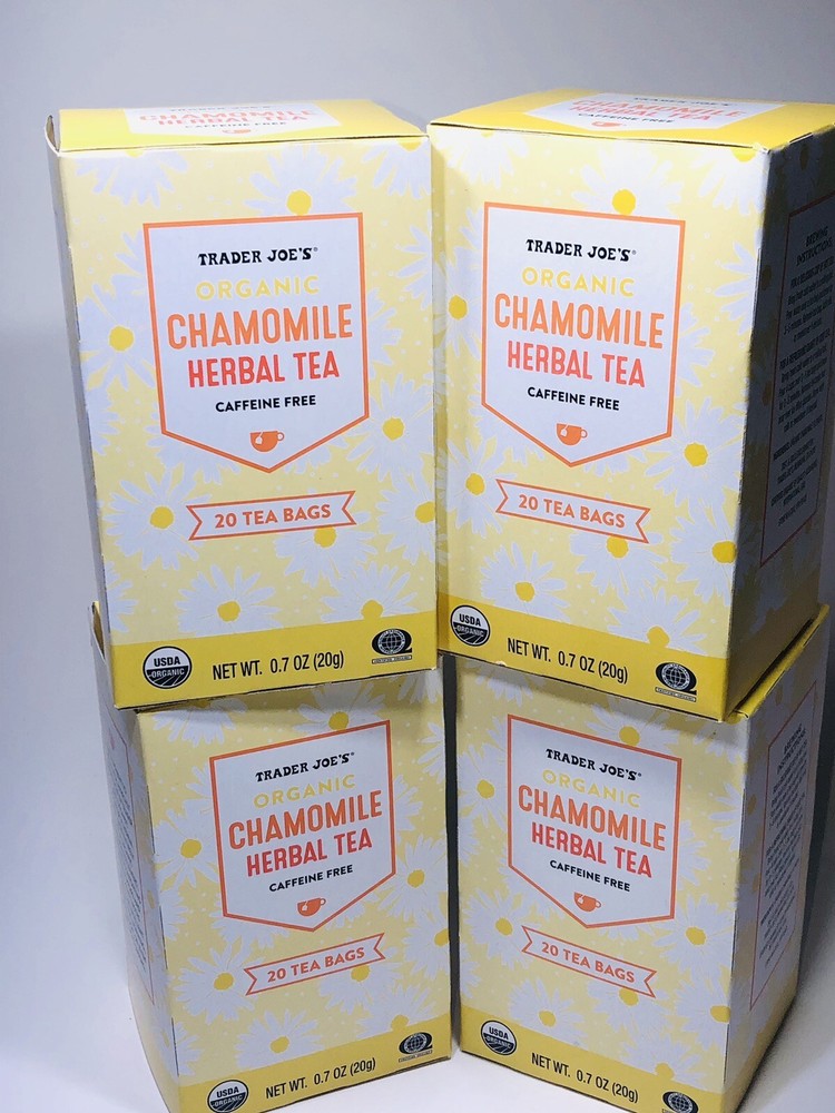 4 Packs Trader Joe's Organic Chamomile Herbal Tea 20 Tea Bags Each, Total 80 ct