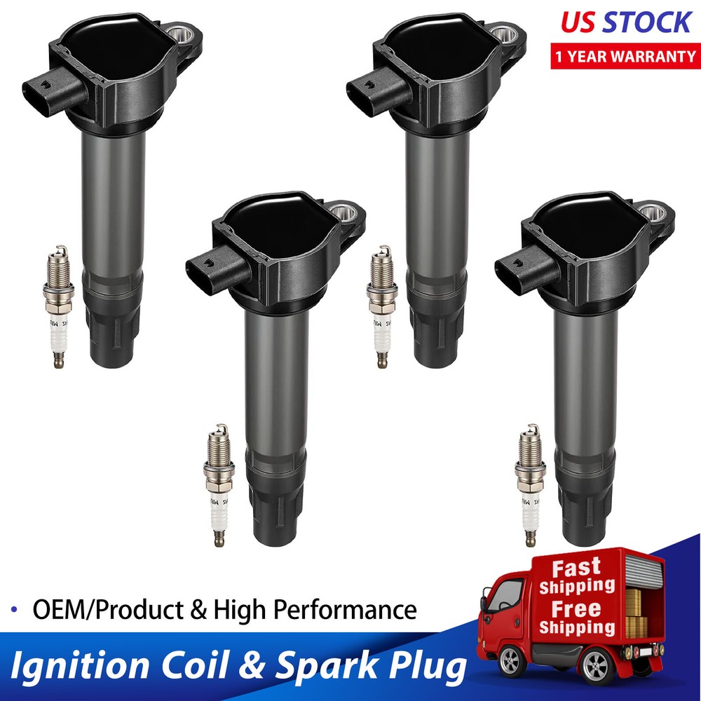 Set of 4 Ignition Coil & Spark Plug For 2007-2017 Jeep Compass Patriot 2.0L 2.4L