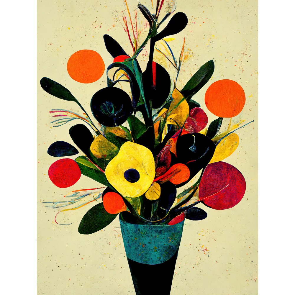 Bright Autumn Abstract Bouquet Painting Huge Wall Art Poster Print Giant