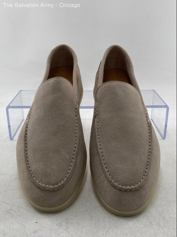 Mens Light Beige Suede Round Toe Slip-On Comfort Casual Loafer Shoes Size EU 42