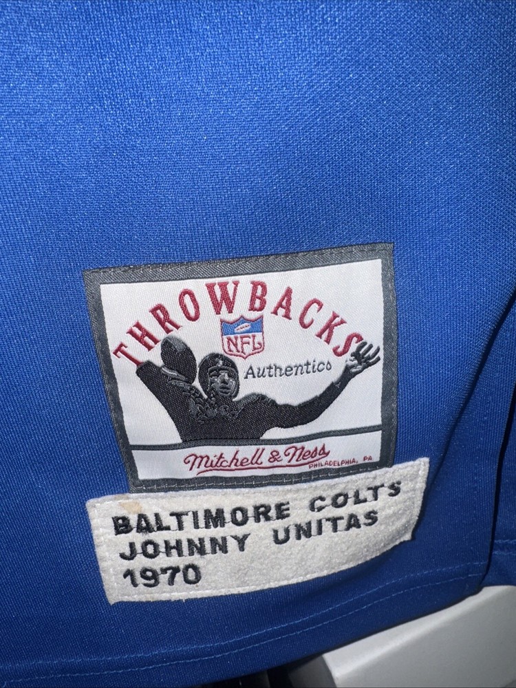 Baltimore Colts #19 Johnny Unitas Mitchell Ness 1970 Throwback Jersey Mens 52