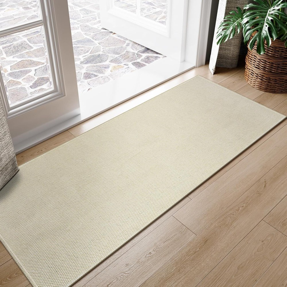 Soft hand-woven jute cotton natural runner rug 2x5 for hallway or kitchen