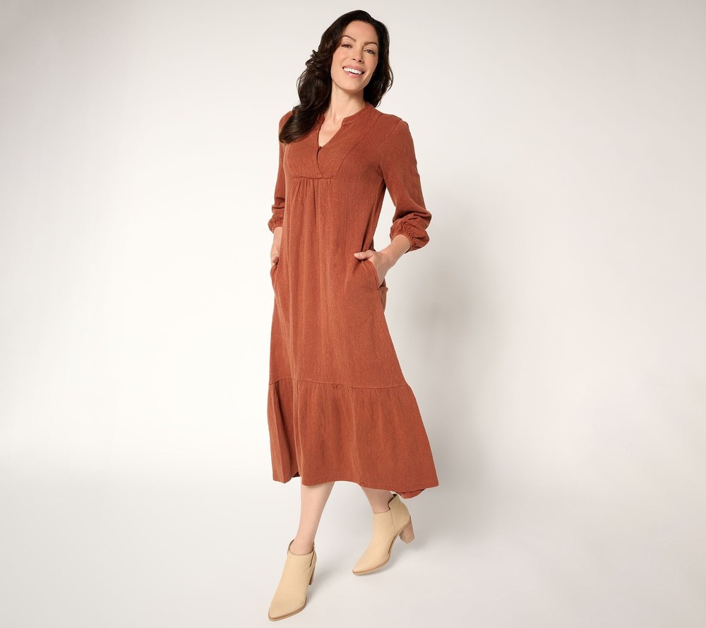 Maya J Women's Dress Sz M 100% Cotton Midi Brown A701193