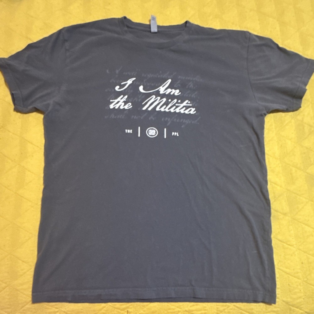 Next Level Apparel I Am the Militia Graphic T Shirt Men’s Gray L
