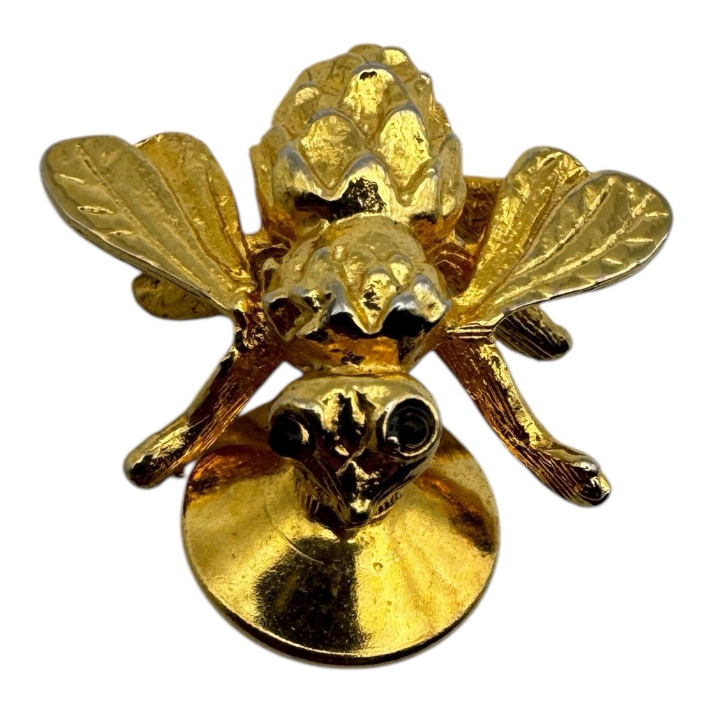 Gold-Tone Bee Lapel Pin with Intricate Wing Details 0.5 Inch