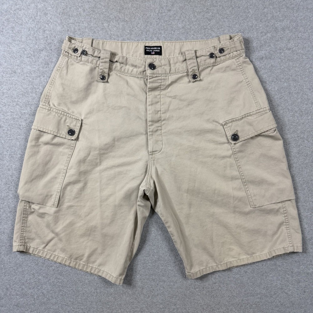 Ralph Lauren Polo Jeans Company Shorts Mens 38 Brown Khaki Cargo Baggy Y2K
