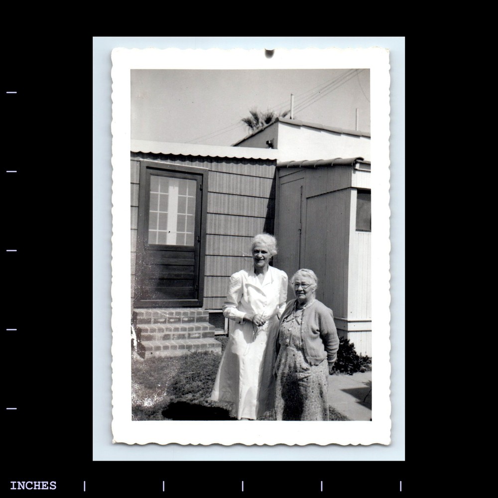 Old Vintage Photo OLDER WOMEN OUTSIDE HOUSE 1955