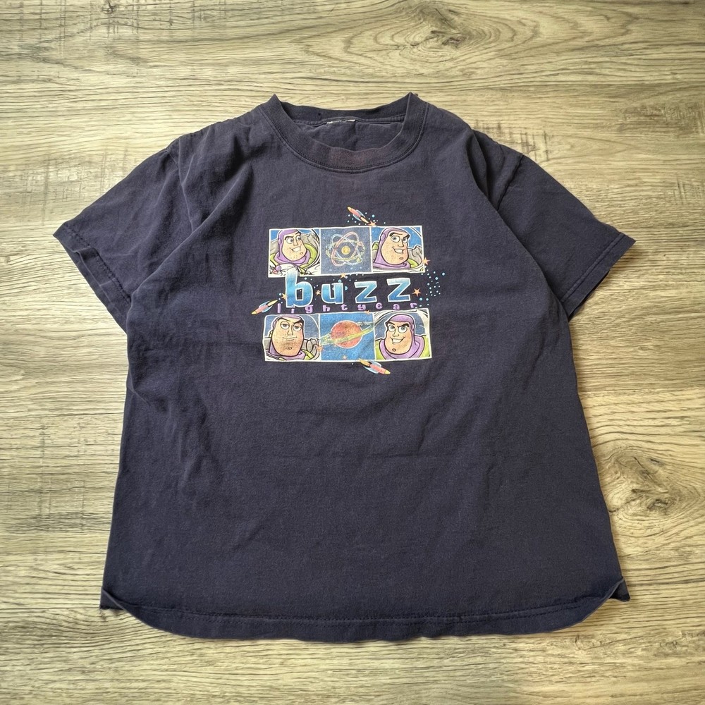 Disney Buzz Lightyear T-Shirt Kids Medium Navy Blue Toy Story Graphic Space Tee