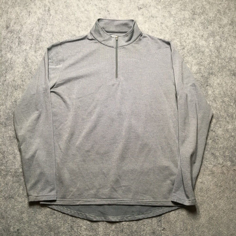 Peter Millar Birchmont Melange Ribbed 1/4 Zip Men Medium M Gray Performance Golf