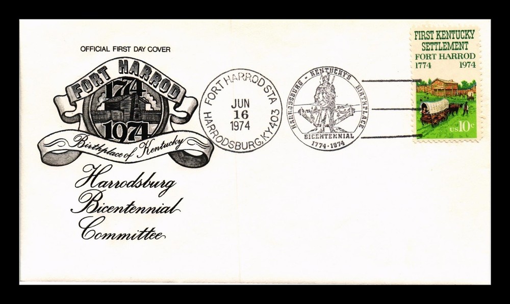 Dr Jim Stamps Us Cover Fort Harrod Kentucky Bicentennial Fdc Pictorial Cancel