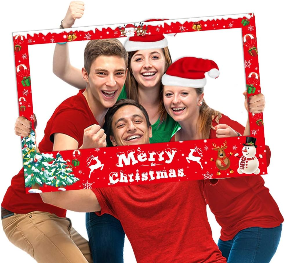 Christmas Photo Booth Props Frame Party Supplies - Xmas/Winter/Holiday New Year