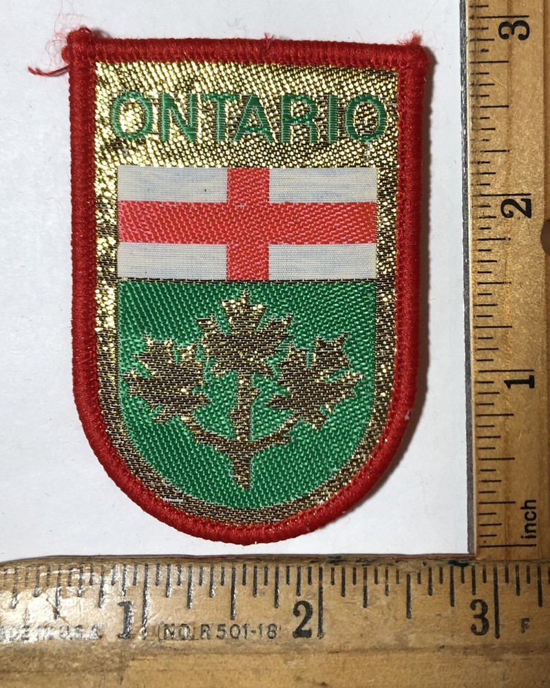 Vintage Ontario Coat Of Arms Shield Flag Canada Woven Patch Travel Souvenir