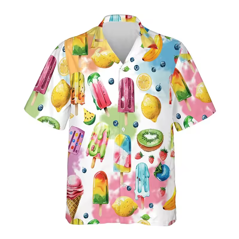 Hawaiian Shirt Colorful Abstract Palm Tree Watercolor Aloha Party Beachwear-image