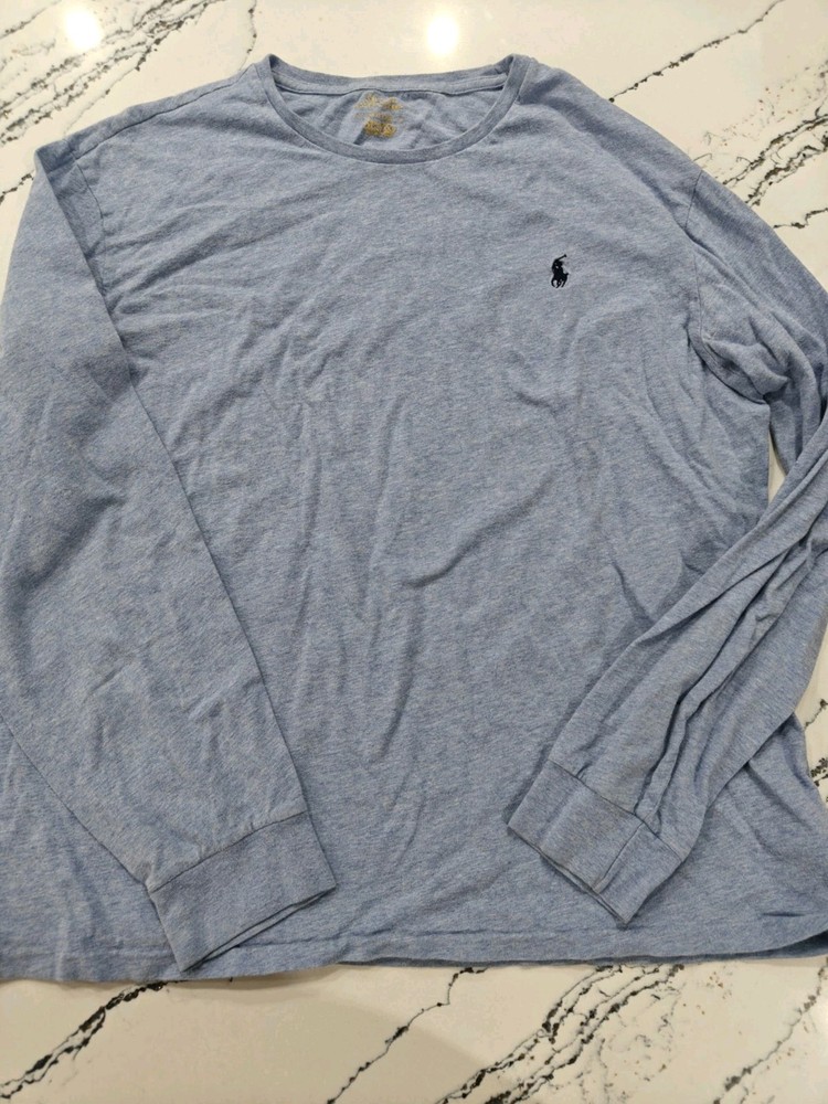 Polo Ralph Lauren Men's Size LG Crew Neck Long Sleeve Shirt Blue Pony