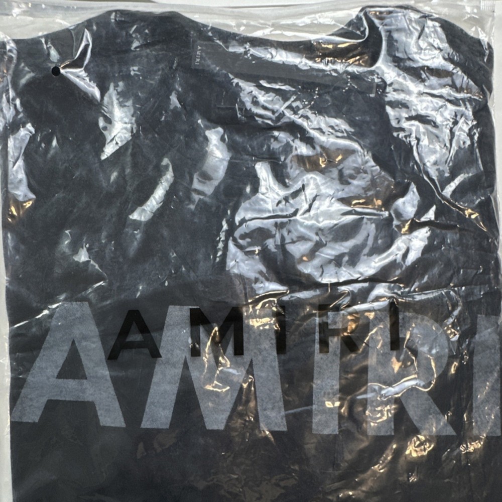AMIRI Black Graphic Print Logo Jersey Crew Neck T-Shirt Men's