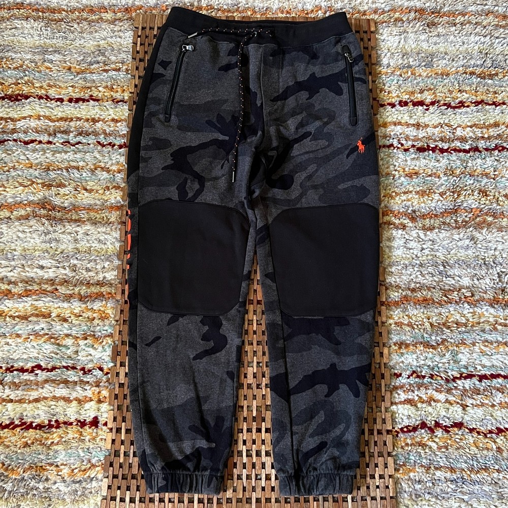 Polo Ralph Lauren RL67 Grey Camo Tech Fleece Joggers Men's Size Small S