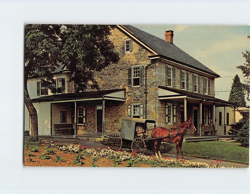 Postcard Amish Horse & Buggy at Amish Farm & House Lancaster Pennsylvania USA
