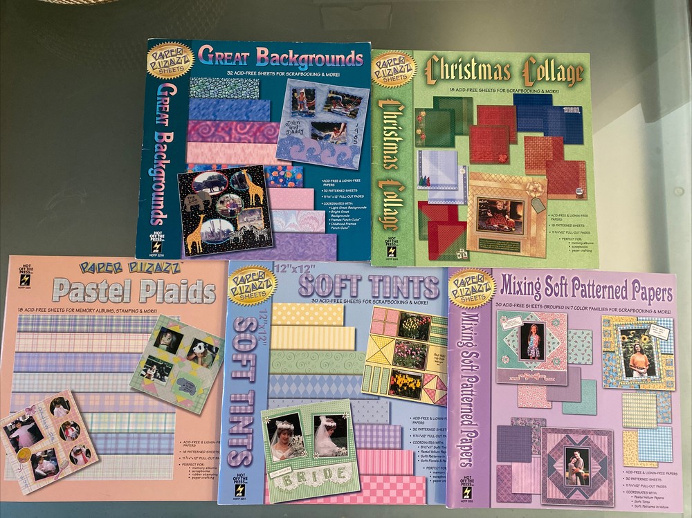 LOT OF 5 Paper Pizazz Holidays/ Christmas Scrapbooking Paper, Acid Free 11.75x12-image