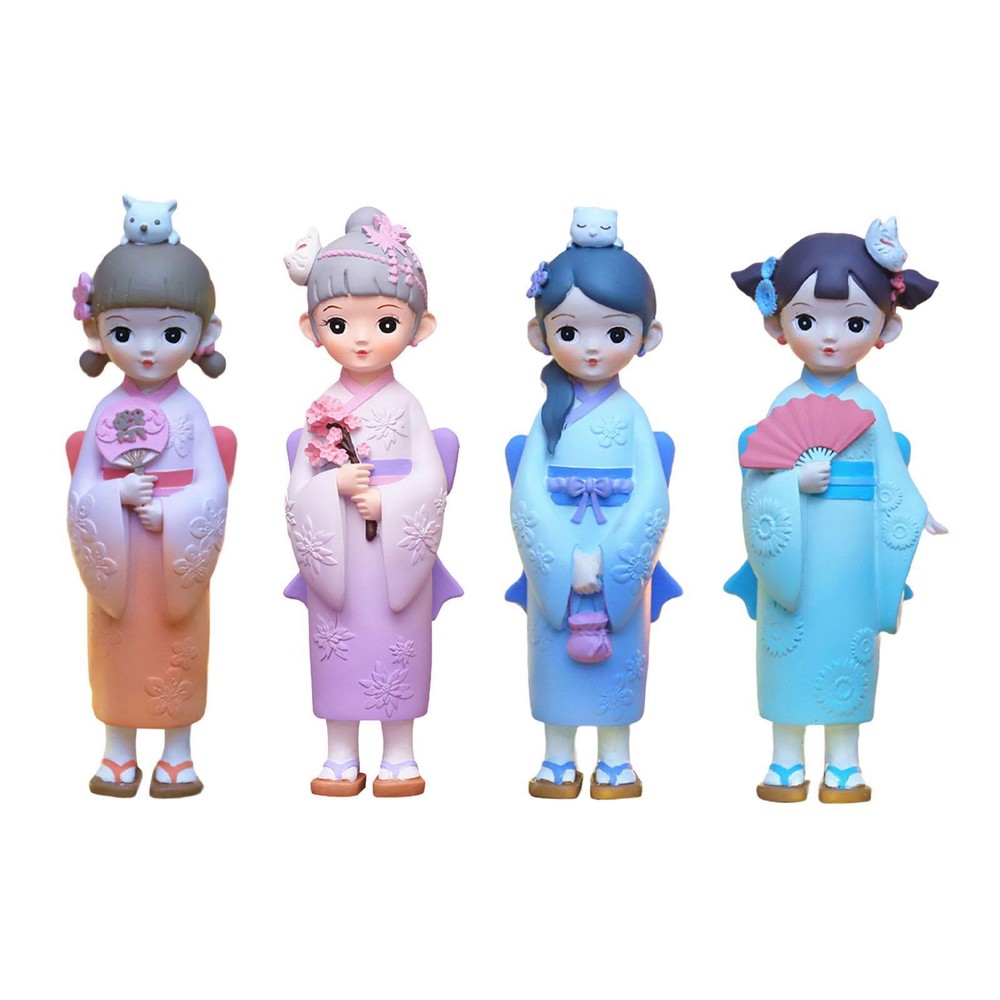 Figurines Asian Girl Resin Smooth Small Novelty Multicolor Modern Free Stand