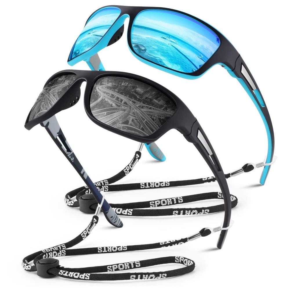 Polarized Sports Sunglasses for Men Women,Fishing Driving Rectangular Goggles...
