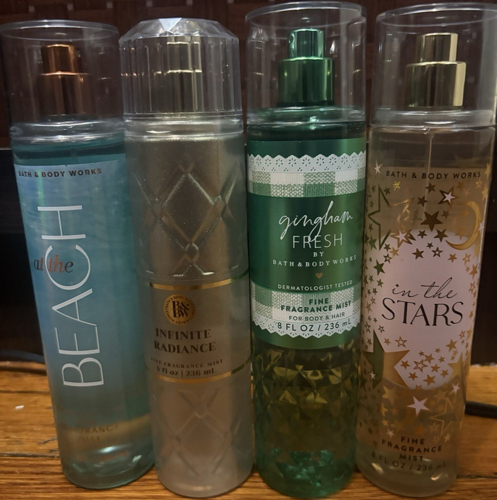 Bath & Body Works Fine Fragrance Mist Spray Set 4 Bottles 8 fl oz Gingham