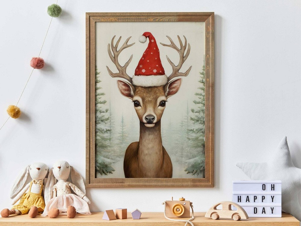 Christmas Animal Wall Art Deer Nursery Decor Christmas Print For Kids Rooms