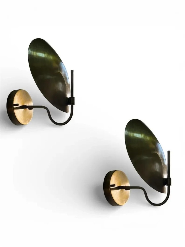 Black Wall Sconce Lamps Mid-Century Modern Brass Light