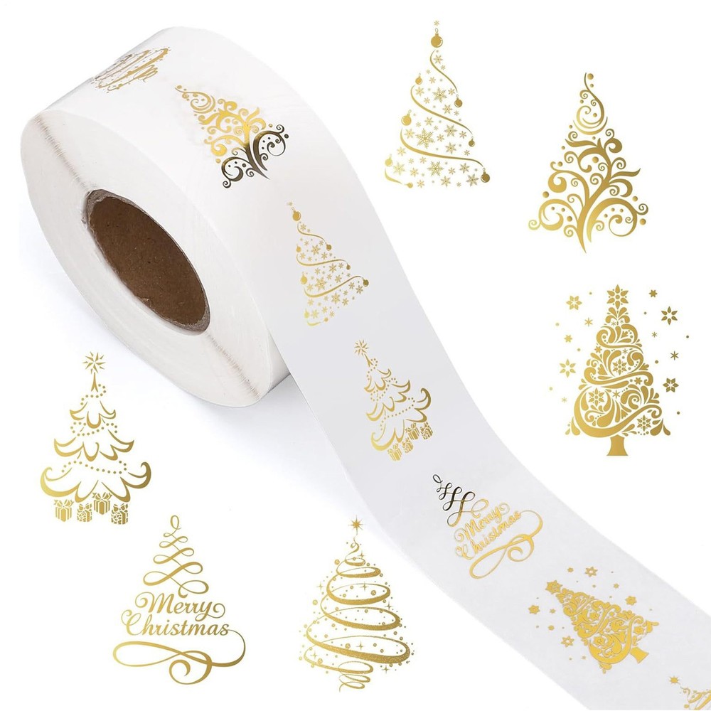 Christmas Stickers For Cards 500 Pieces Clear Tree 1-Inch/2.5cm Stickers Roll