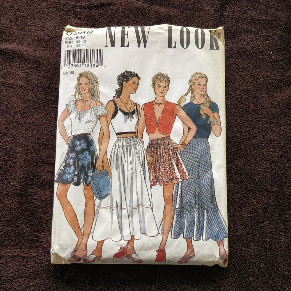 New Look  Sewing Pattern  #6389,    Sizes  6-8-10-12-14-16,    Misses'  Skirts