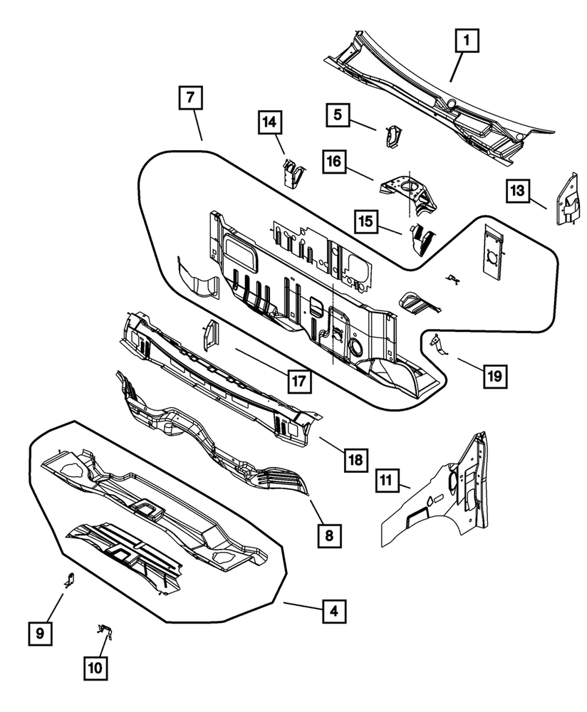Genuine Mopar Cowl Top Panel 5113548AC