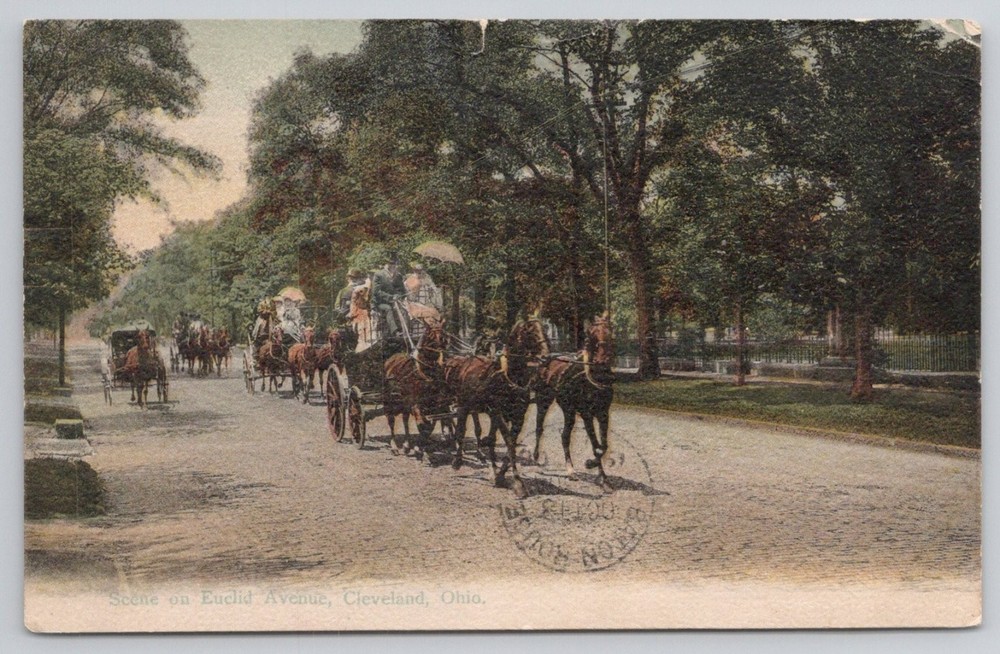 Euclid Avenue Cleveland Ohio Horse Carriages 1906 Postcard H. L. Woohler