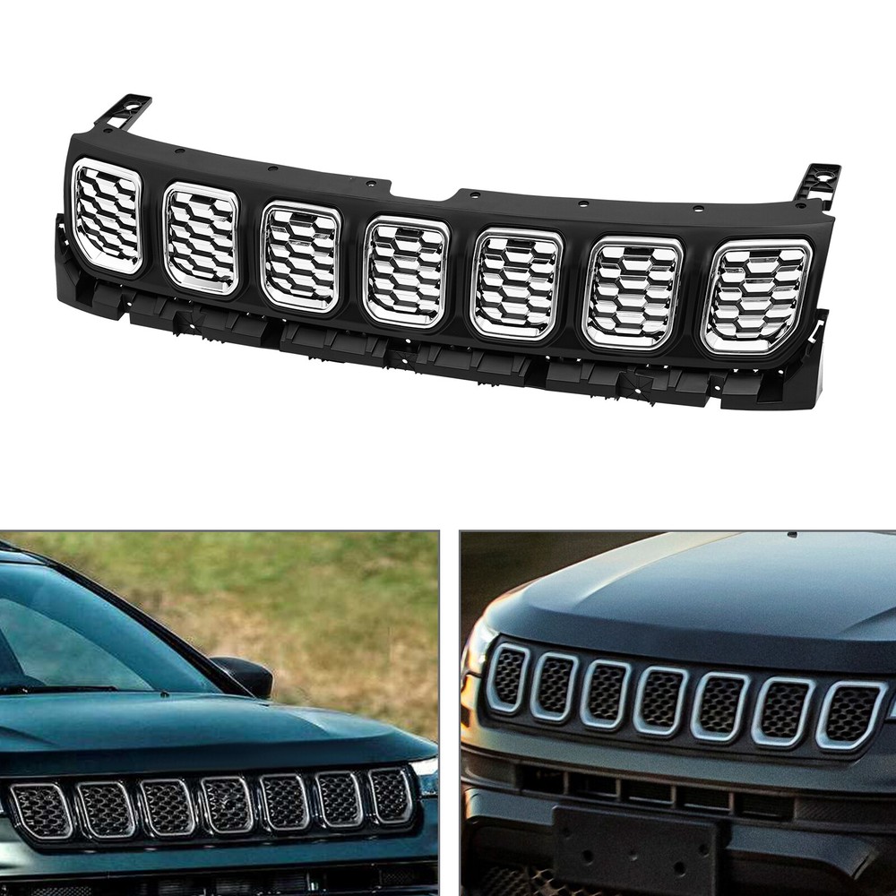 Set Front Bumper Upper Grille For 2022 2023 Jeep Compass 68607803AA 6WQ67RXFAA