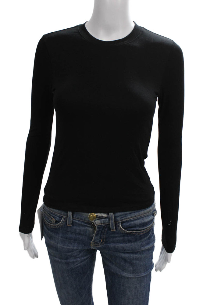 Perfect White Tee Womens Basic T-Shirt Black Long Sleeve Crew Neck Size XSFree Shipping in US $100+ Orders | $6.95 Orders Below