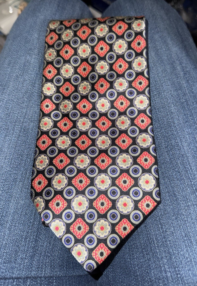 Brioni ROMA Men’s Silk Tie Black w/Multi-color Necktie 59.5