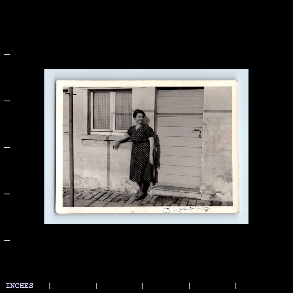 Old Vintage Photo WOMAN STANDING OUTSIDE HOUSE