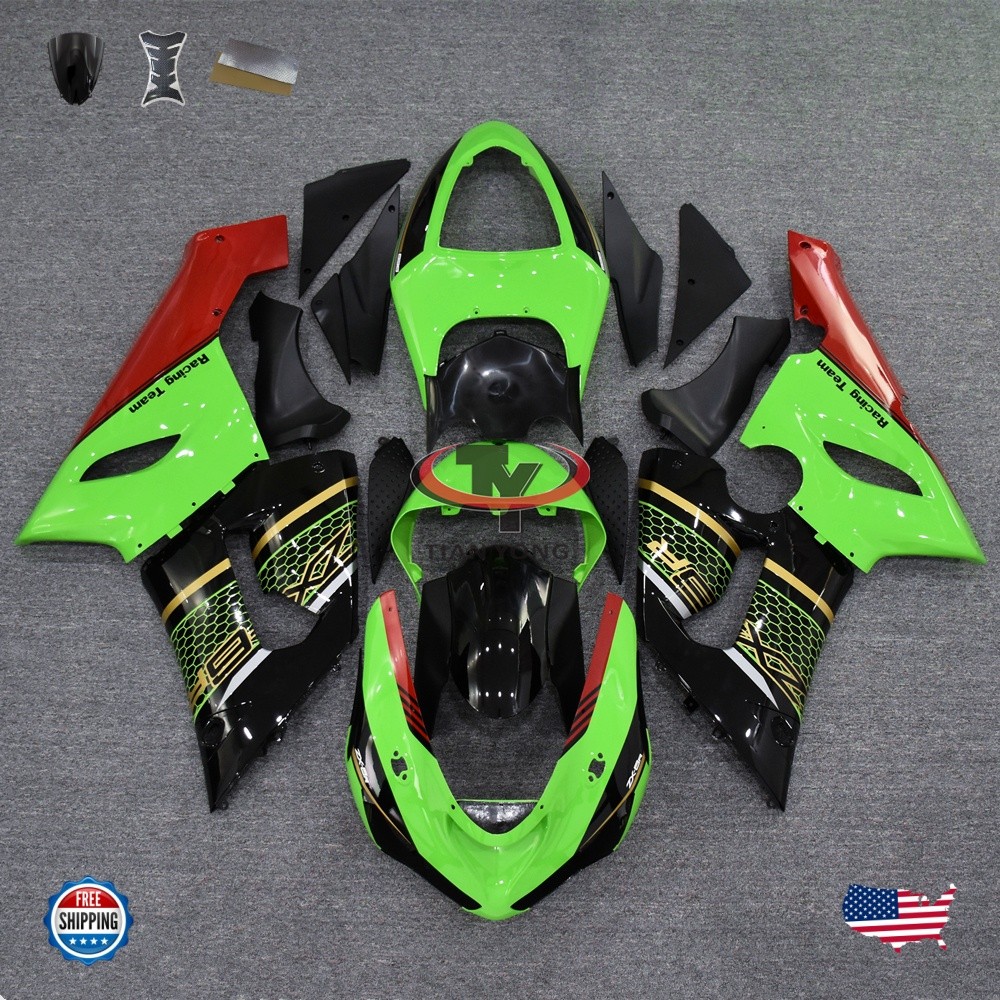Green Black ABS Fairing Kit For Kawasaki Ninja ZX6R ZX-6R 636 2005-2006 Bodywork