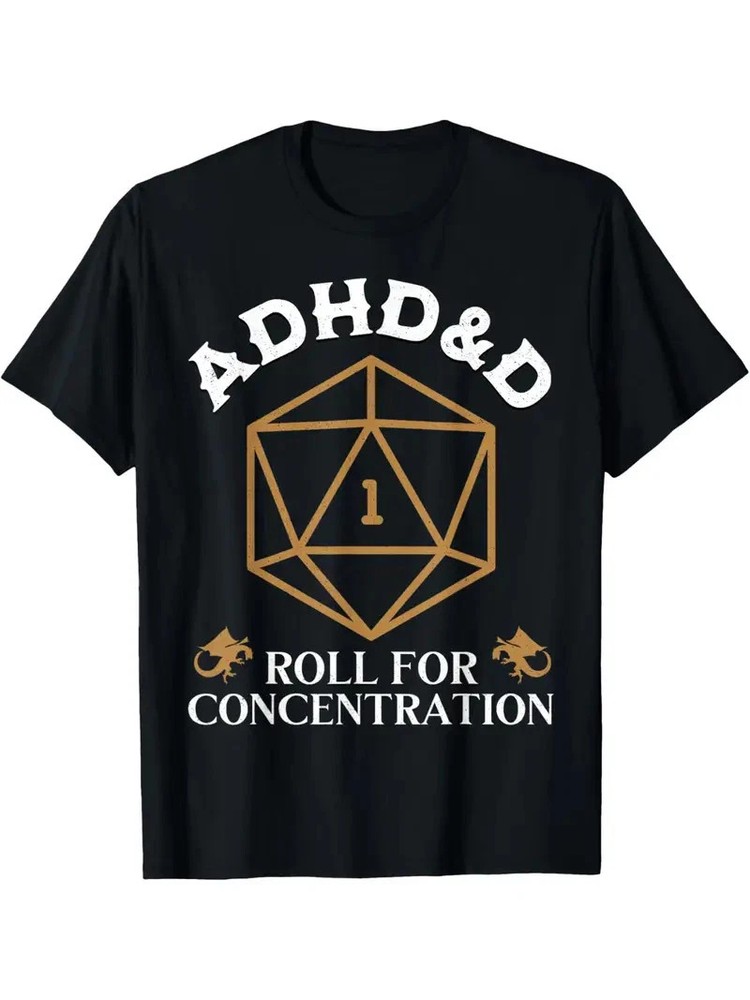 Vintage ADHD&D Roll For Concentration DnD Men Women T-Shirt Cool Men'S Heat Tran