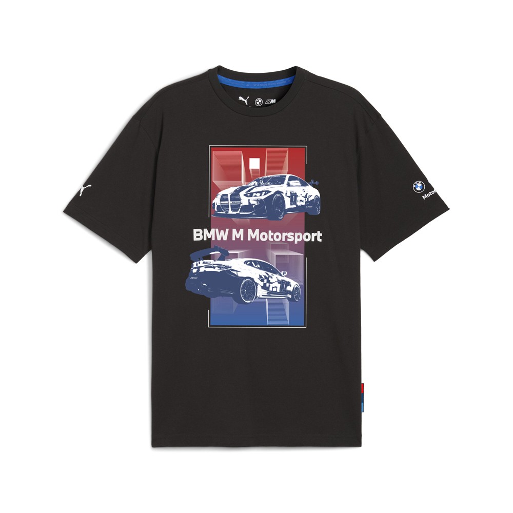 PUMA Bmw M Motorsport Graphic Crew Neck Short Sleeve T-Shirt Mens Black Casual T