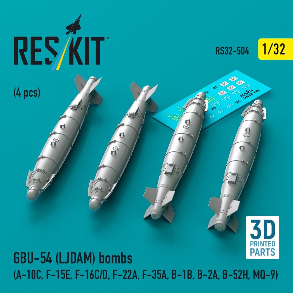 GBU-54 (LJDAM) bombs (4 pcs) Scale 1:32 ResKit RS32-0504 for Model Aircraft Kits