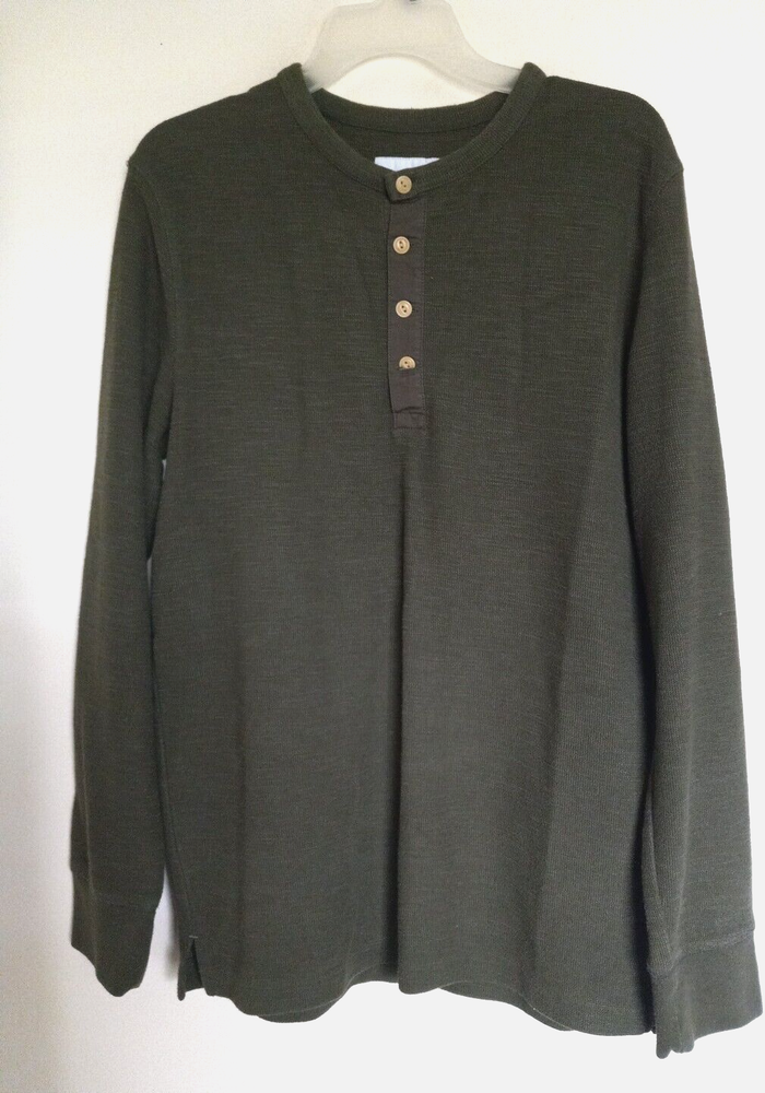 Goodfellow Men's Thermal Henley Shirt Size M Waffle Knit Long Sleeve Standard Fit