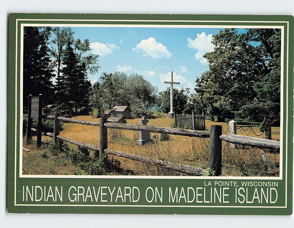 Postcard American Indian Graveyard On Madeline Island La Pointe Wisconsin USA