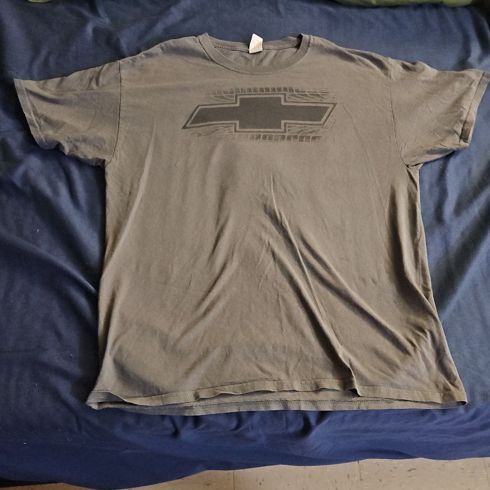 Chevrolet Logo Graphic Gray Cotton Men's L Crew Neck Short Sleeve T-Shirt