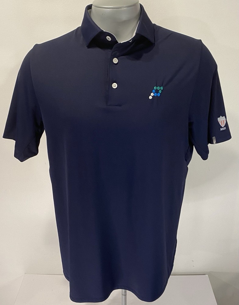 KJUS Polo Golf L Large (52) Shirt Short Sleeve Navy Blue w/ Logo's Men