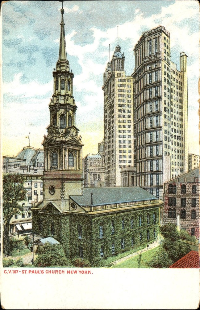 St. Paul's Church New York City NY ~ c1910 vintage postcard