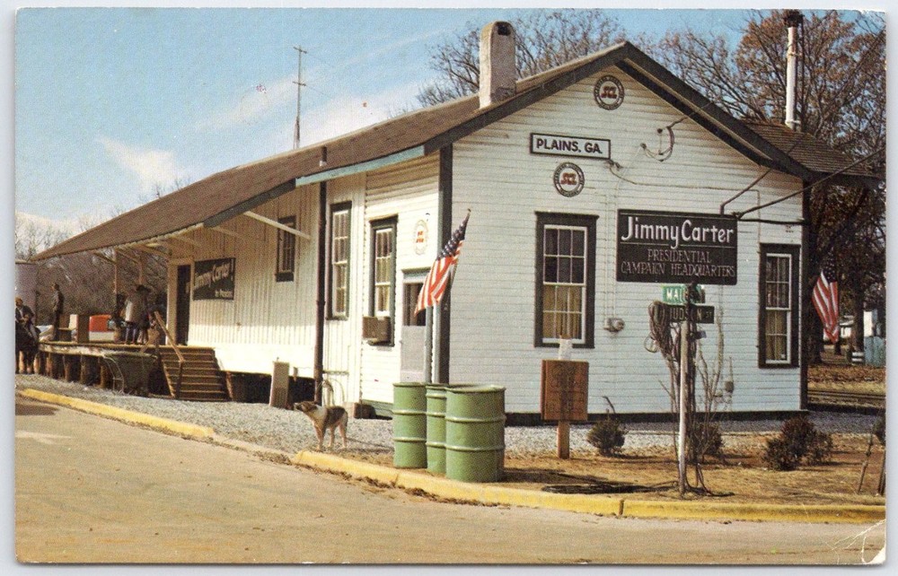 Jimmy Carter Presidential Campaign HQ Plains GA Old Railroad Depot Postcard