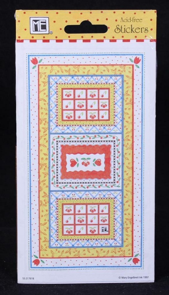 Vintage 1997 Mary Engelbreit Acid Free 2 Sheet Sticker Package Frames & Cherries-image