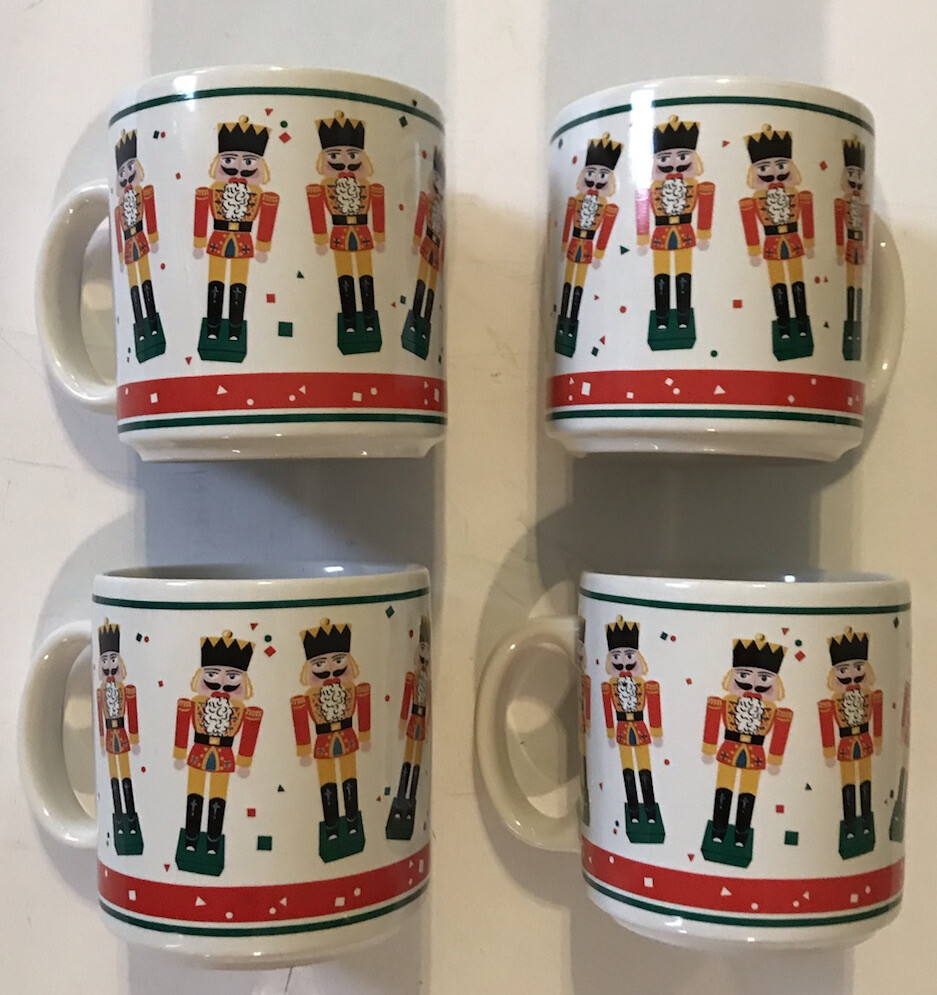 Porcelain Nutcracker Coffee Mugs Set Of Four  12 Oz.!!!