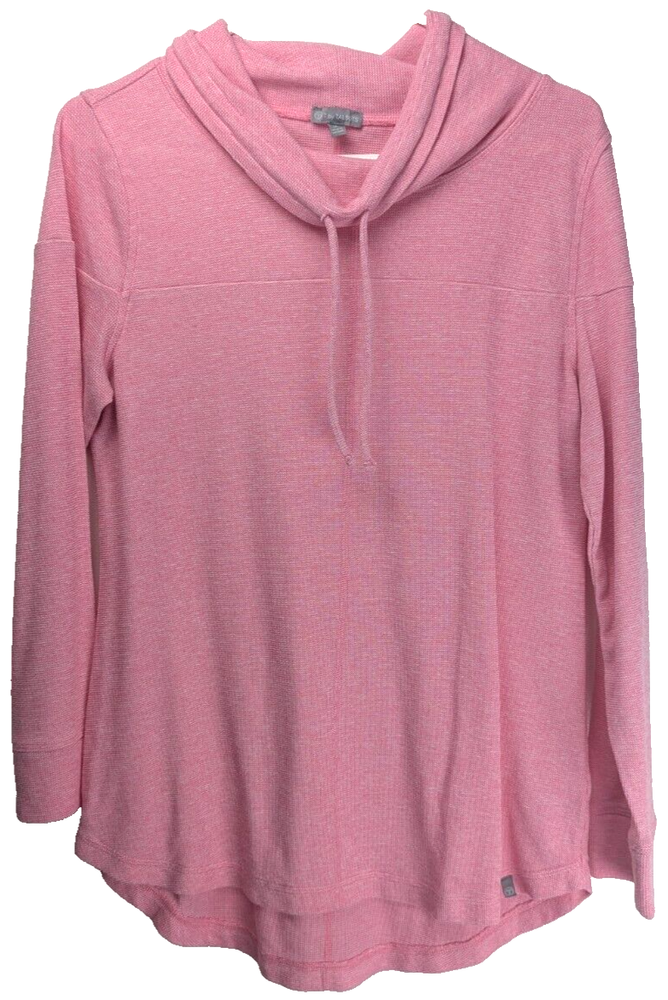 Talbots Womens Coral Pink Cowl Neck Waffle Knit Pullover Size Large
