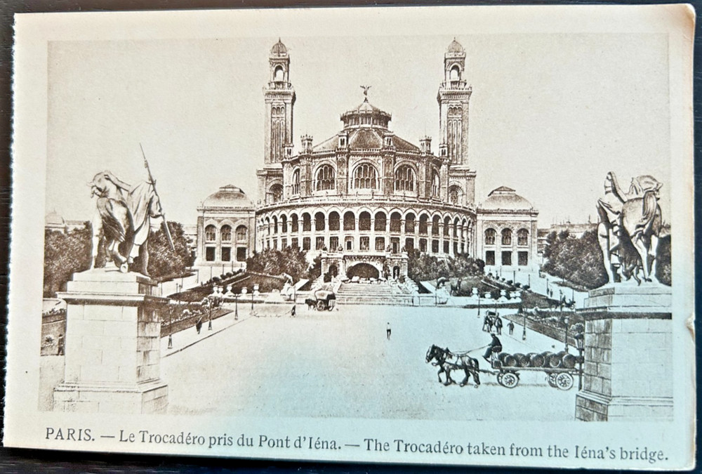 Antique postcard: Le Trocadero nr the Pont d'Iena, Paris, pre-1907, v good cond